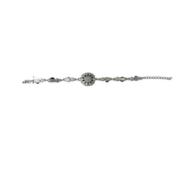 Charming Charlie Bracelet - Silver Plated Chain with Purple Heart & Round Stones - Picture 6 of 6